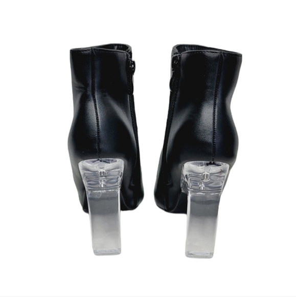 Fashion Nova Pointed Toe Clear Heeled Black Booties sz 6 - Picture 4 of 6